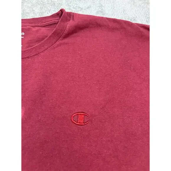 Champion Burgundy Embroidered C Logo T-Shirt Men’s 2XL Short Sleeve Crewneck Tee - Picture 3 of 9